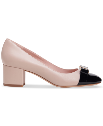 Kate Spade Bowdie Cap Toe Pump In Black,pale Vellum
