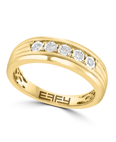 Shop Effy Collection Effy Men's Diamond Ring (1/6 Ct. T.w.) In Sterling Silver (also Available 14k Gold-plated Sterling S In Yellow Gold