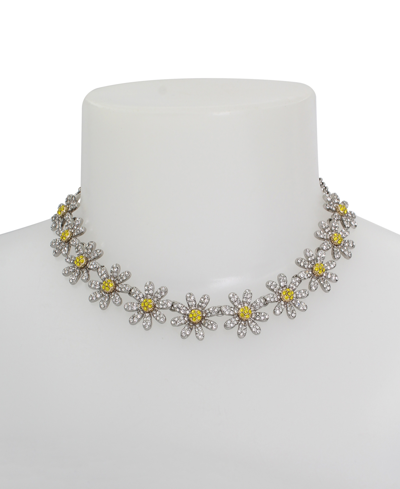 Shop Betsey Johnson Faux Stone Daisy Bib Necklace In Yellow,rhodium