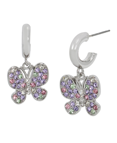 Shop Betsey Johnson Faux Stone Ladybug Butterfly Huggies Duo Earring Set In Multi,rhodium