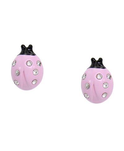Shop Betsey Johnson Faux Stone Ladybug Butterfly Huggies Duo Earring Set In Multi,rhodium