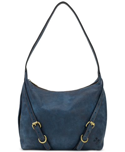 Shop Patricia Nash Elia Denim Leather Small Hobo Bag In Dark Denim