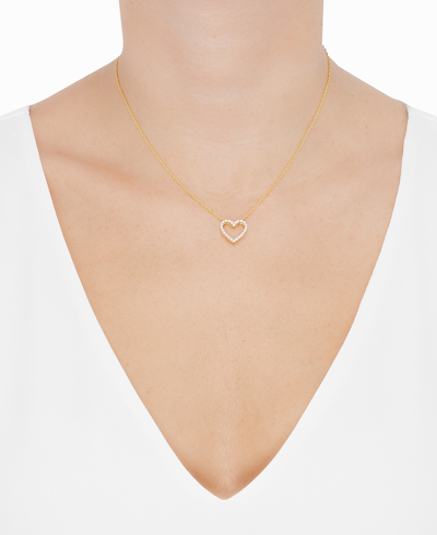 Shop Macy's Diamond Open Heart Pendant Necklace (1/4 Ct. T.w.) In 14k Gold-plated Sterling Silver, 16" + 2" Exte