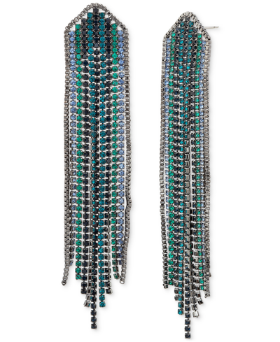 Shop Kensie Silver-tone Multicolor Rhinestone Chain Fringe Chandelier Earrings In Open Misce