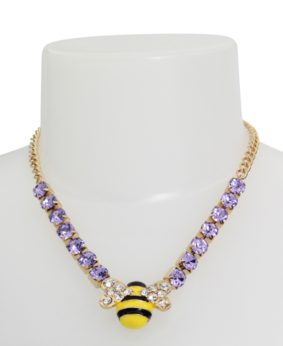 Shop Betsey Johnson Faux Stone Bee Pendant Necklace In Yellow,gold