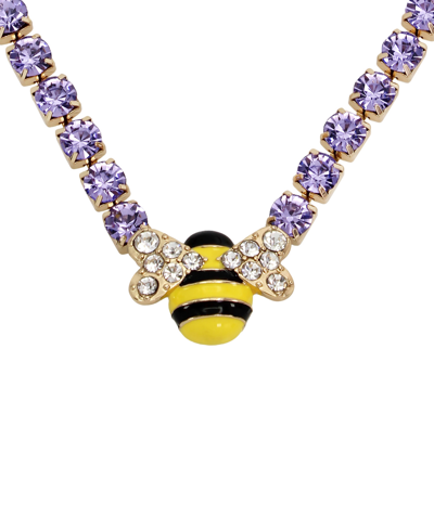 Shop Betsey Johnson Faux Stone Bee Pendant Necklace In Yellow,gold