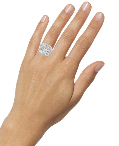 Shop Macy's Diamond Multi-cut Halo Cluster Ring (2 Ct. T.w.) In 14k White Gold