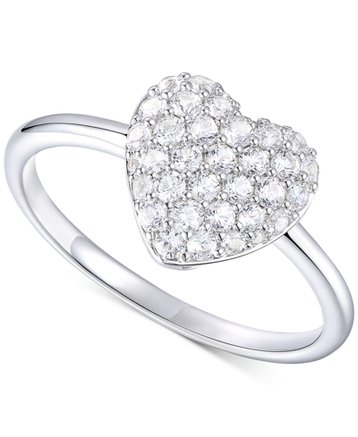 Shop Macy's Diamond Pave Heart Ring (1/2 Ct. T.w.) In 10k White Gold