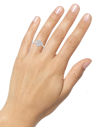 Macy's Diamond Pave Heart Ring (1/2 Ct. T.w.) In 10k White Gold In White Gold