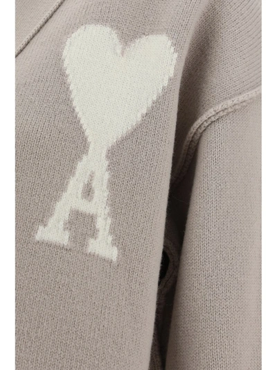 Shop Ami Alexandre Mattiussi Ami Paris Knitwear In Light Beige/off White
