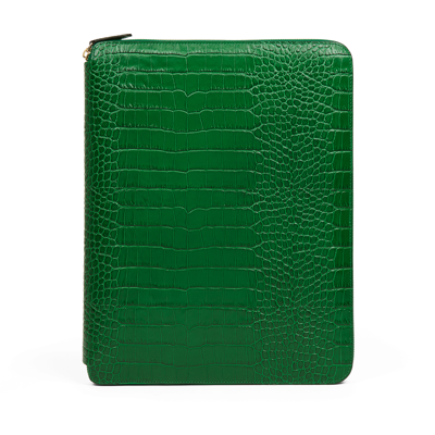 Shop Smythson A4 Writing Folder With Zip In Mara In Clover