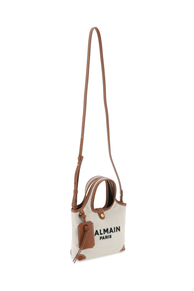 Shop Balmain Grocery B-army Crossbody Bag In Naturel Marron (brown)