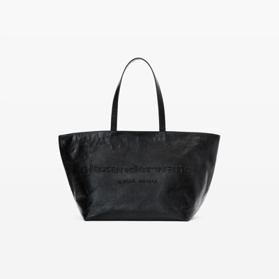 Alexander Wang Punch Tote Bag In Crackle Patent Leather In Black