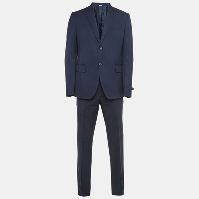 Pre-owned Fendi Navy Blue Wool Single Breasted Suit L