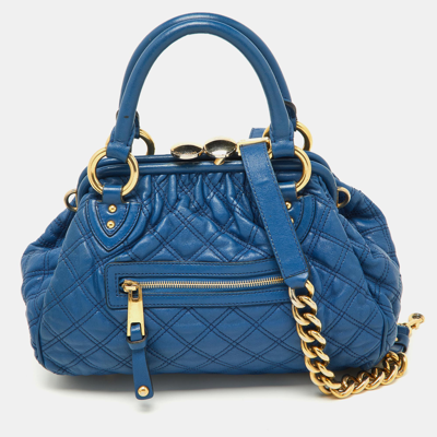 Pre-owned Marc Jacobs Blue Quilted Leather Little Stam Shoulder Bag