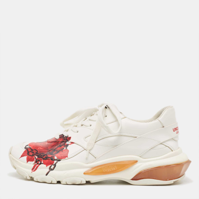 Pre-owned Valentino Garavani X Undercover White Leather Chain Rose Print Bounce Sneakers Size 40