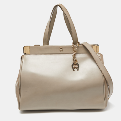 Pre-owned Aigner Beige Leather Frame Tote