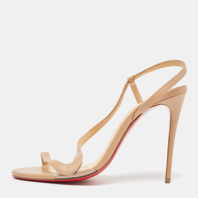 Pre-owned Christian Louboutin Beige Pvc And Leather Rosalie Sandals Size 36