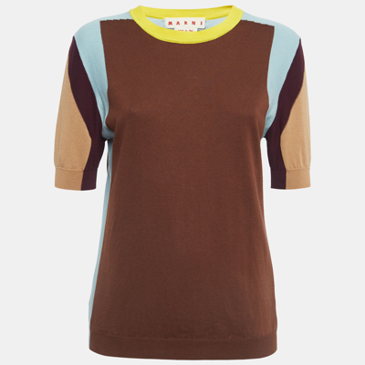 Pre-owned Marni Brown Cotton Knit Crew Neck T-shirt M