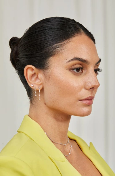 Shop Bony Levy Aviva Diamond Station Drop Hoop Earrings In 18k White Gold