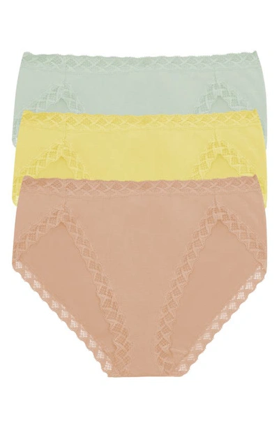 Shop Natori Bliss 3-pack French Cut Briefs In Dew/ Yel/ Cf