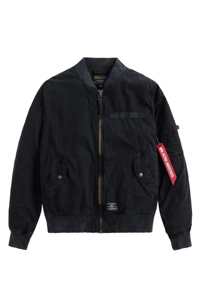 Shop Alpha Industries L-2b Rip & Repair Bomber Jacket In Black