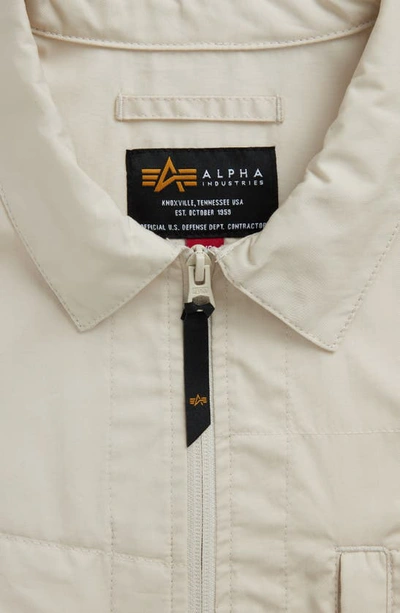 Shop Alpha Industries Short Sleeve Zip-up Utility Shirt Jacket In Limestone