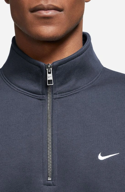 Shop Nike Solo Swoosh Oversize Quarter Zip Sweatshirt In Thunder Blue/ White