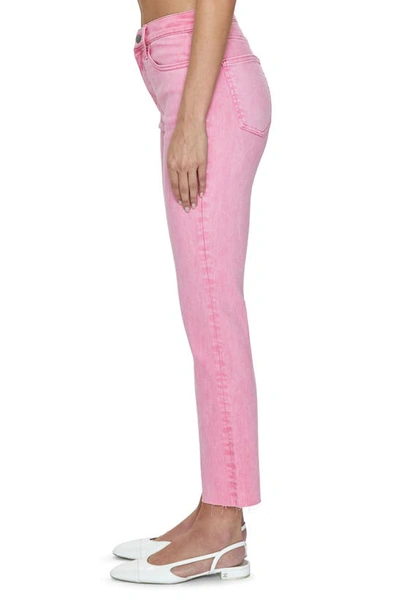 Shop Pistola Lennon High Waist Raw Hem Crop Bootcut Jeans In Carnation Pink Snow