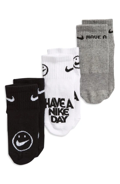 Shop Nike Kids' Assorted 3-pack Ankle Socks In Black Multi