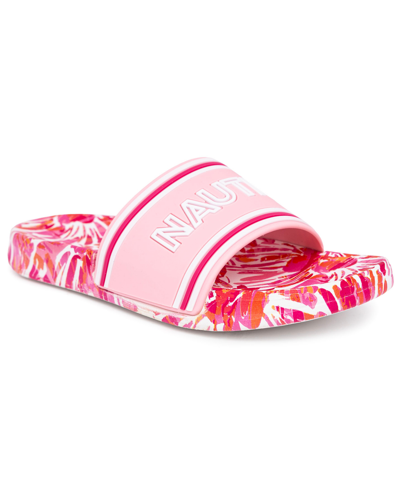 Shop Nautica Little And Big Girls Luz Pool Slide Sandal In Pink Tie Dye