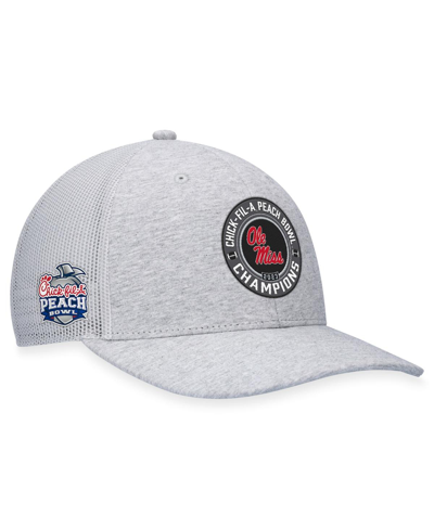 Shop Top Of The World Men's  Heather Gray Ole Miss Rebels 2023 Peach Bowl Champions Trucker Adjustable Hat