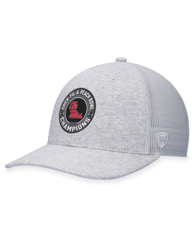 Top Of The World Heather Gray Ole Miss Rebels 2023 Peach Bowl Champions Trucker Adjustable Hat In Heather Gray