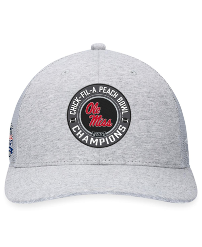 Shop Top Of The World Men's  Heather Gray Ole Miss Rebels 2023 Peach Bowl Champions Trucker Adjustable Hat