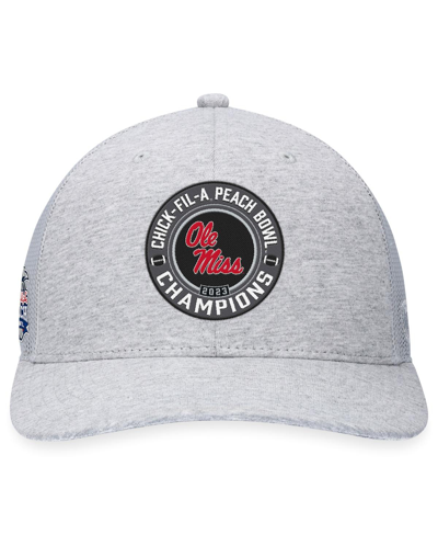 Top Of The World Heather Gray Ole Miss Rebels 2023 Peach Bowl Champions Trucker Adjustable Hat In Heather Gray