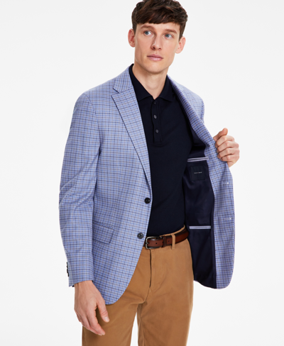 Shop Tommy Hilfiger Men's Modern-fit Check Sport Coat In Blue,grey