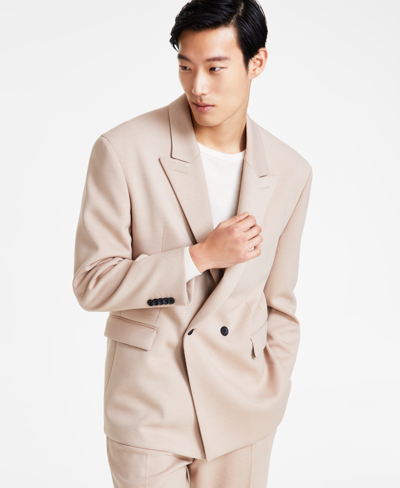 Shop Hugo By  Boss Men's Relaxed-fit Suit Jacket In Medium Beige
