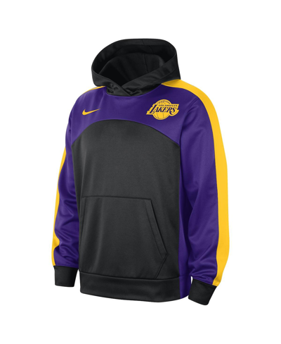Shop Nike Men's  Black, Purple Los Angeles Lakers Authentic Starting Five Force Performance Pullover Hoodi In Black,purple