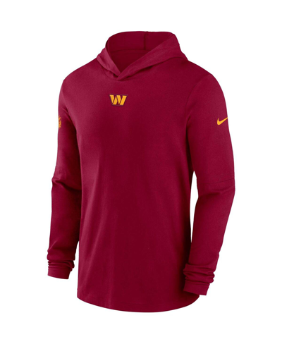 Shop Nike Men's  Burgundy Washington Commanders Sideline Performance Long Sleeve Hoodie T-shirt
