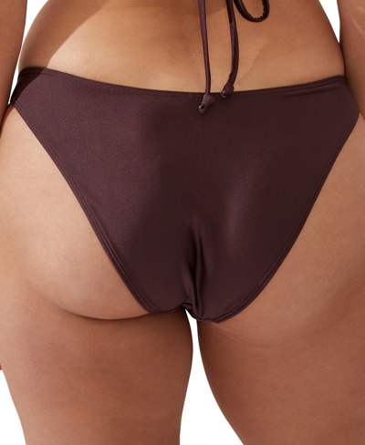 Shop Cotton On Women's Refined High Side Brazilian Bikini Bottoms In Willow Brown Shimmer
