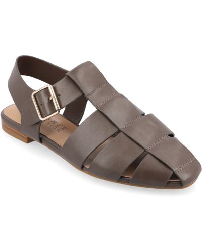 Shop Journee Collection Women's Cailinna Wide Width Caged Flats In Brown