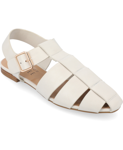 Shop Journee Collection Women's Cailinna Wide Width Caged Flats In Ivory
