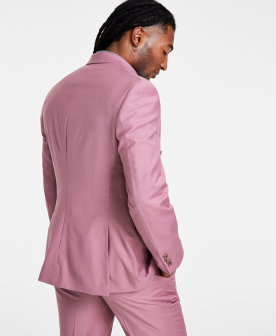 Shop Tayion Collection Men's Classic-fit Solid Double-breasted Suit Jacket In Mauve Solid