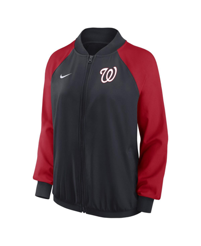 Shop Nike Women's  Navy Washington Nationals Authentic Collection Team Raglan Performance Full-zip Jacket