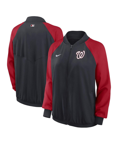 Shop Nike Women's  Navy Washington Nationals Authentic Collection Team Raglan Performance Full-zip Jacket
