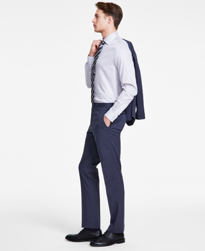 Shop Dkny Men's Modern-fit Blue Mini Check Suit Separate Pants