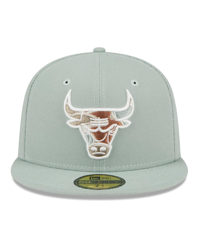 Shop New Era Men's  Green Chicago Bulls Springtime Camo 59fifty Fitted Hat