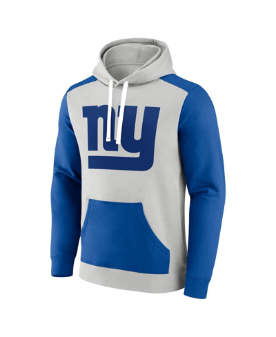 Fanatics Men's  Silver, Royal New York Giants Big And Tall Team Fleece Pullover Hoodie In Silver,royal