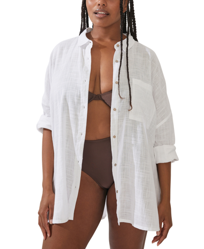 Shop Cotton On Women's Swing Beach Cover Up Shirt In White