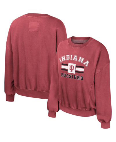 Shop Colosseum Women's  Crimson Indiana Hoosiers Audrey Washed Pullover Sweatshirt